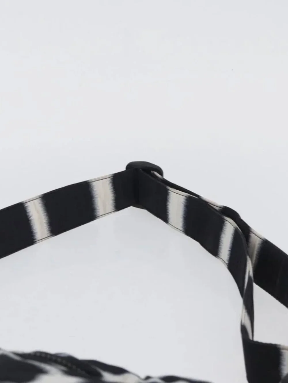 CHANEL Shoulder Bag Nylon Black White Silver CC Auth BA11713A